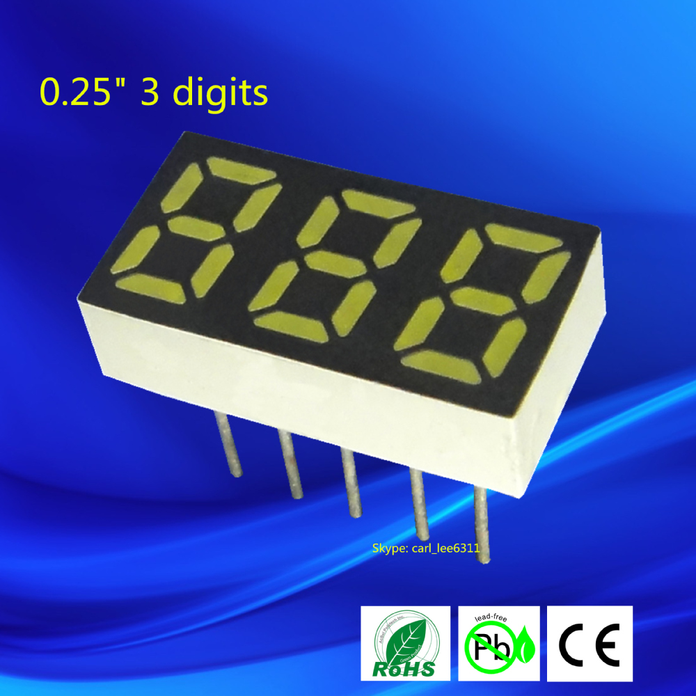 0.25 inch small 7 segment display ultra red 3 digit mini led 7 segment