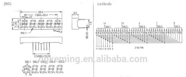 Mini 7 Segment Display 5 Digits 0.28 inch 5 digit 7 segment led display