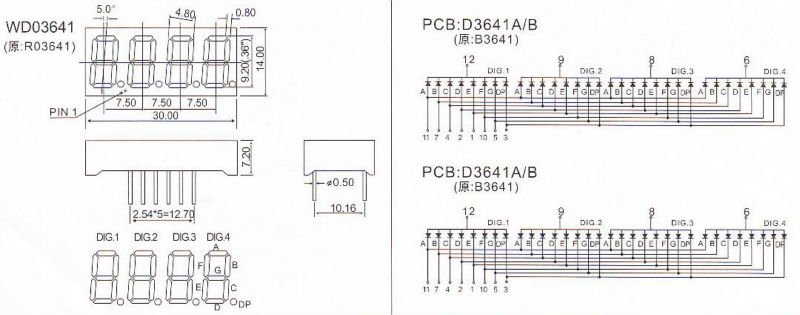 Common anode kem-3641-bs 0.36 inch 7 segment display led digital display 4 digit