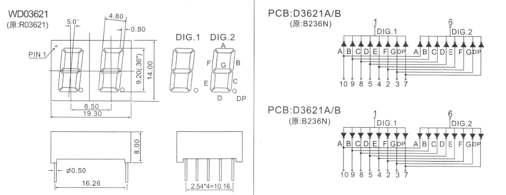 Common anode kem-3641-bs 0.36 inch 7 segment display led digital display 4 digit