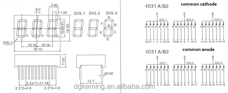 3 digit digital electronics 0.4 inch led 7 segment display kem 0.4