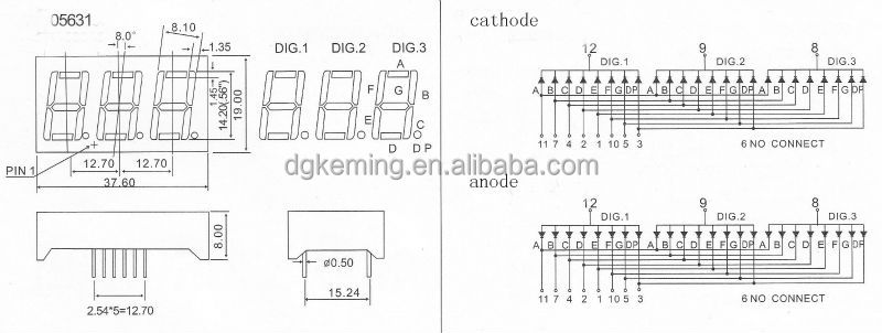 0.56 inch 3 digits led fnd display 7 segment fnd led display red