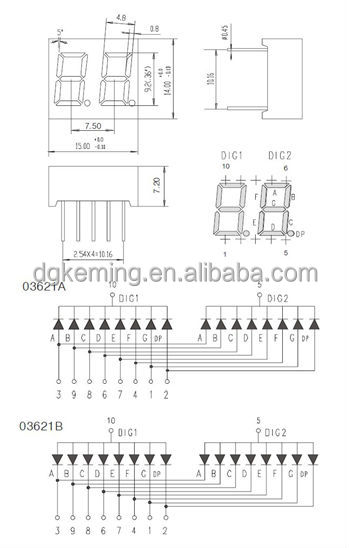Alibaba white 0.36 inch 7segment led numeric display 2 digit