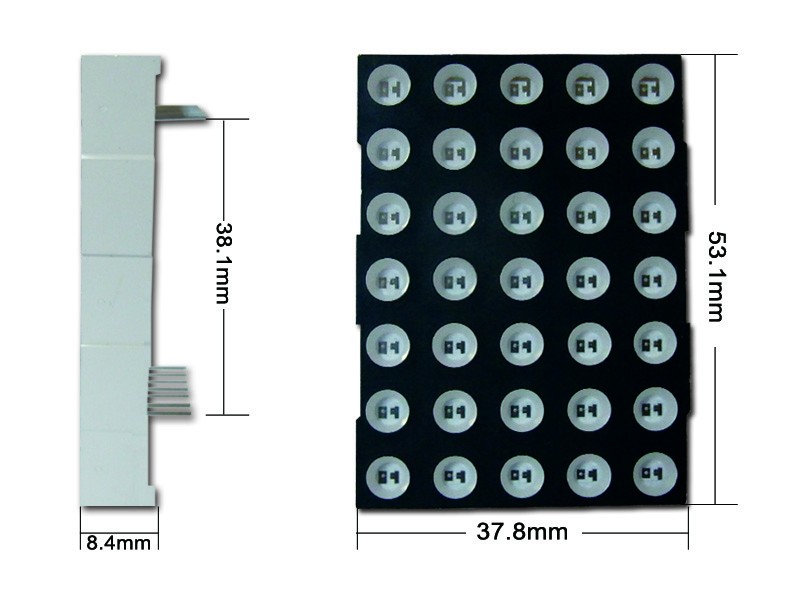 Dot matrix 5*7 5mm 5x7 array fym-20571a/bur dot matrix 5*7 2