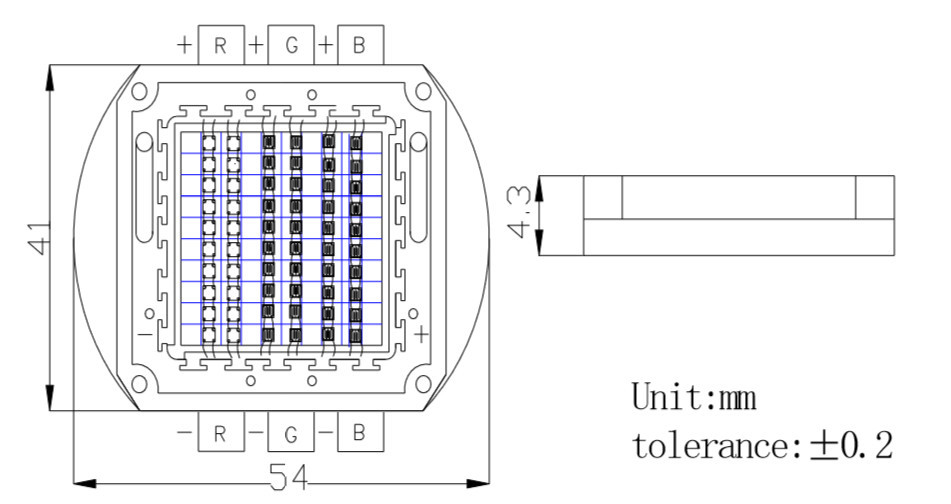 60W RGB dimension
