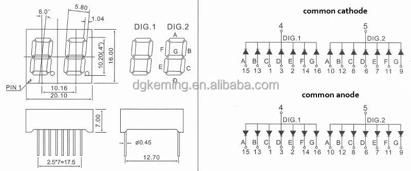 2 digit digital 7 segment led display