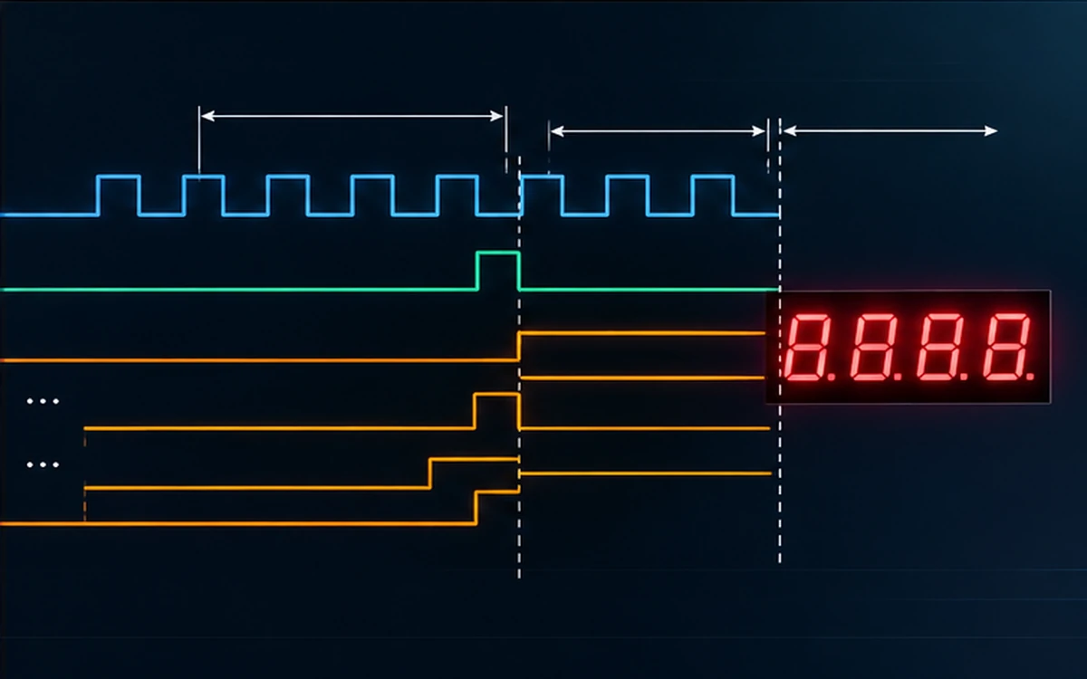 Timing diagram of clock pulses, latch edge and output settling interval