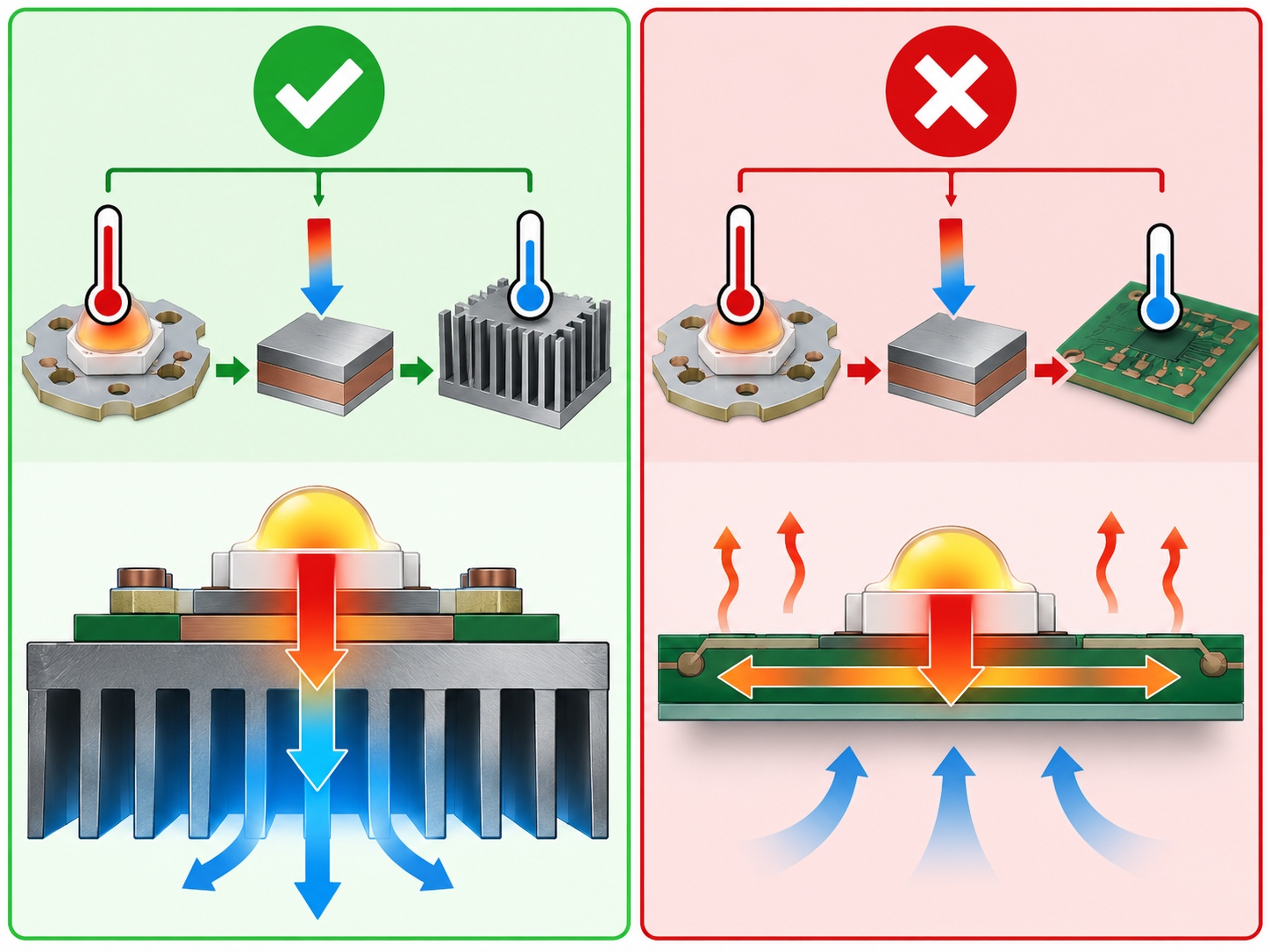 Concept diagram of a junction-to-reference thermal path showing a reference point, a dissipated-power input and a thermal resistance along the path  