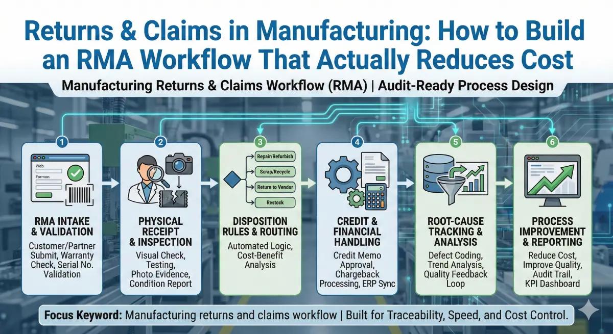 RMA workflow from failure capture to corrective action handoff