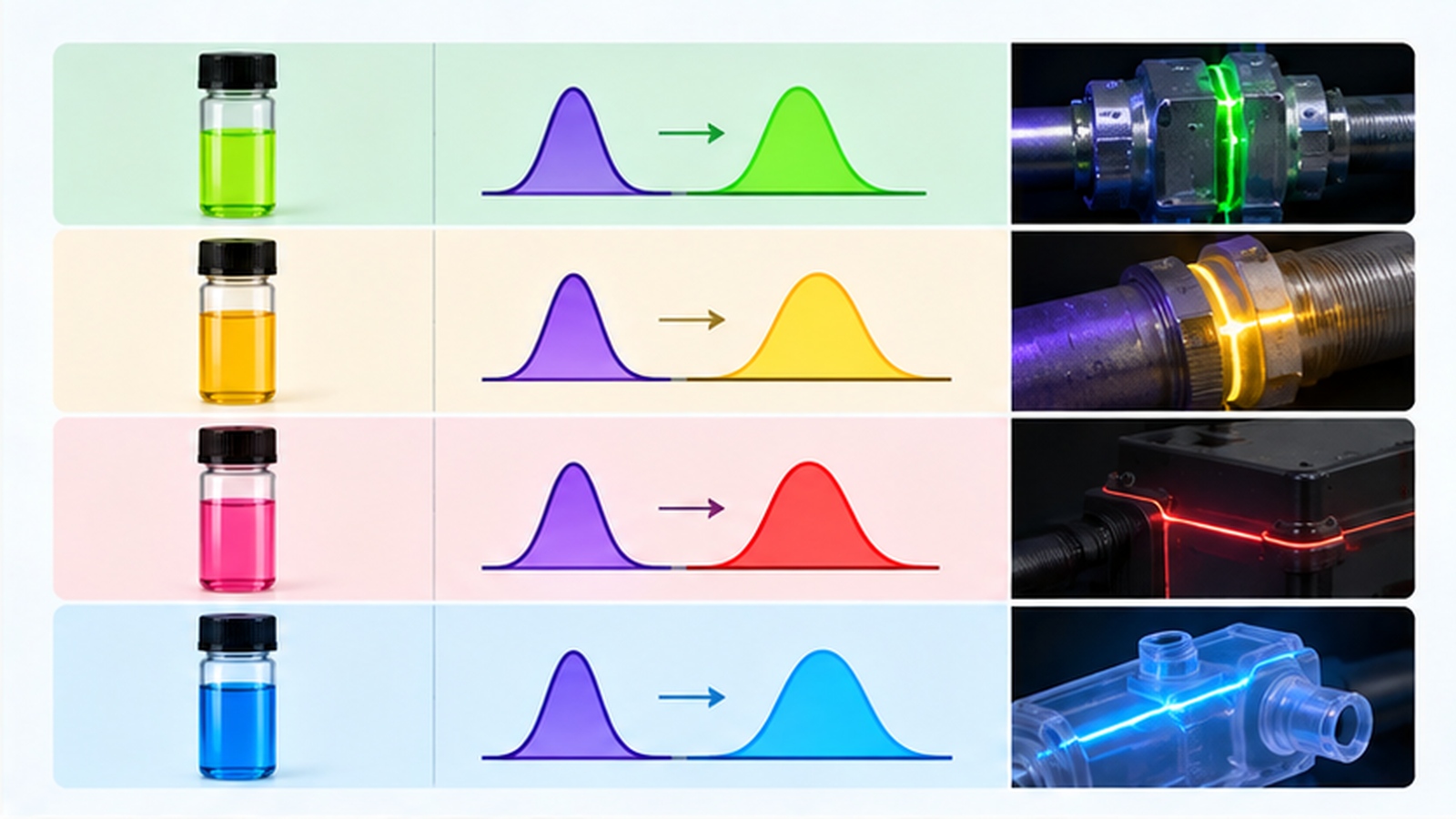Table matching tracer families to suitable UV excitation bands