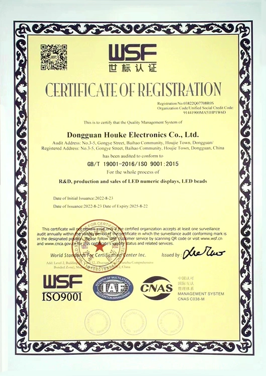 ISO 9001 certified LED grow light manufacturer company document