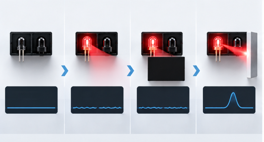 Four-reading sequence that separates crosstalk from real target return