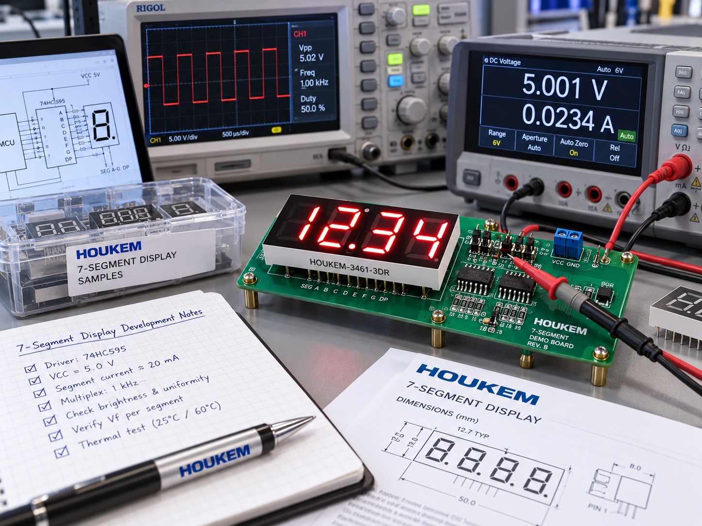Bench measurement of segment current on a large numeric display