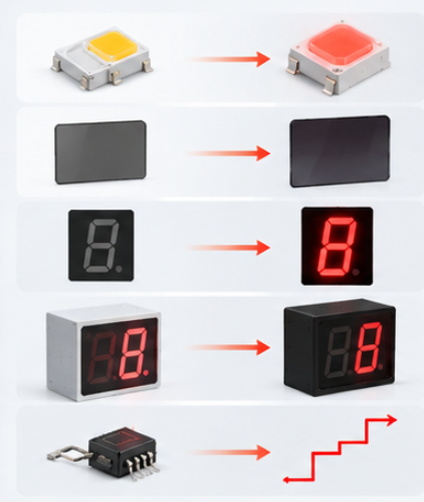 Comparison table of contrast levers for a sunlight readable LED display
