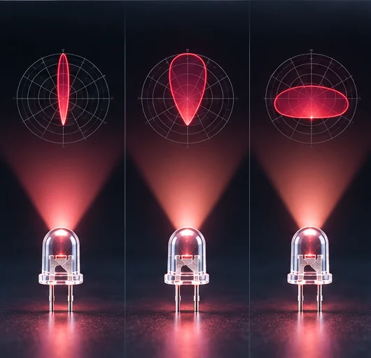 Table comparing narrow, medium and wide radiation patterns with their applications