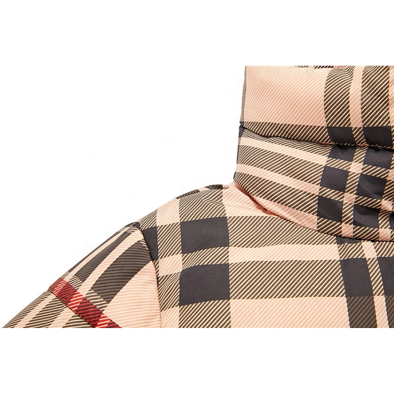 Womens Middle Winter Overcoats 100%Polyester Plaid  Padded Coat For Ladies LR-9981