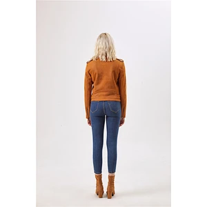 Custom Design Slim Washed Fashion  Jacket For Women with Soild Color cool  lady coat LR-3046