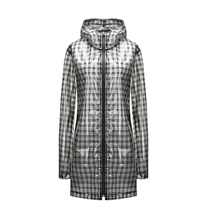 Design Plaid Waterproof Adult Raincoat  Women Long TPU Raincoats for Lady LR000