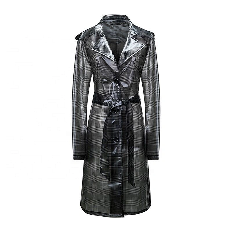 New Design Long Turn-down collar Waterproof Adult Raincoat  Women Long TPU Raincoats for Lady FT0240