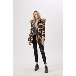New Women Winter Camouflage Hooded Medium Jacket Coat Warm Wear Clothing For Lady LR-8876