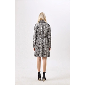 Fashion PU Leather Jacket Coat Animal Design long sleeves trench coat for lady LR-8813