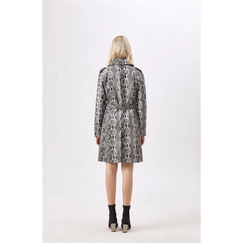 Fashion PU Leather Jacket Coat Animal Design long sleeves trench coat for lady LR-8813