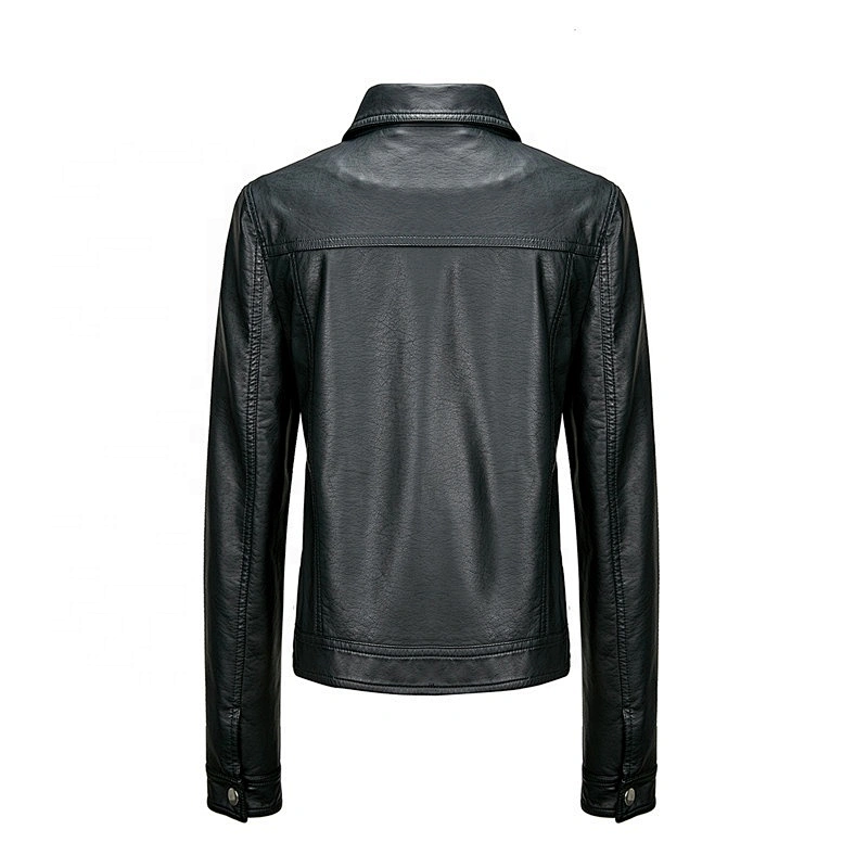 2019 Women Slim Autumn Cool Black Coat Fashion Motorcycle PU jacket for lady  4232