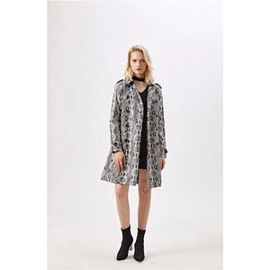 Fashion PU Leather Jacket Coat Animal Design long sleeves trench coat for lady LR-8813