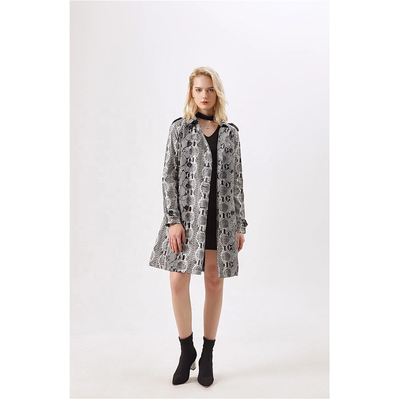 Fashion PU Leather Jacket Coat Animal Design long sleeves trench coat for lady LR-8813