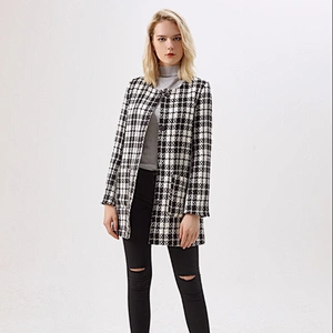 Fashion Winter Tweed Coat Animal Printing  coats Women's Plaid coat With Long Sleeves LR-8128