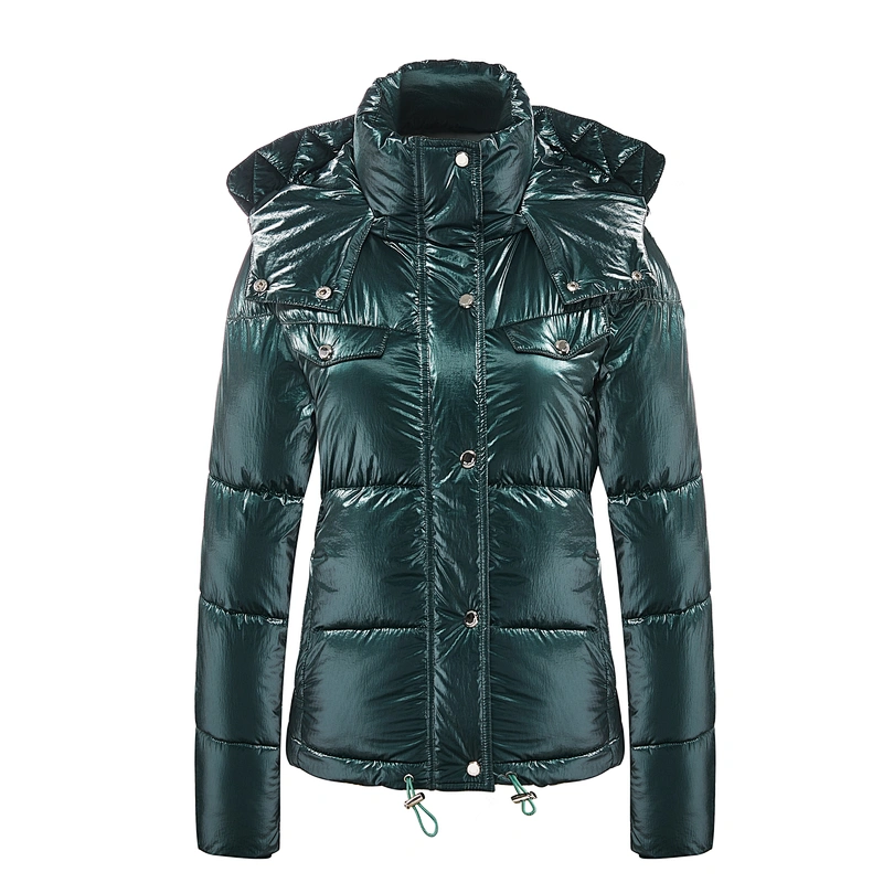 Hot Womens Winter Overcoats 100%Nylon Plaid Hooded Padded Coat For Ladies  With Fur LR-9982
