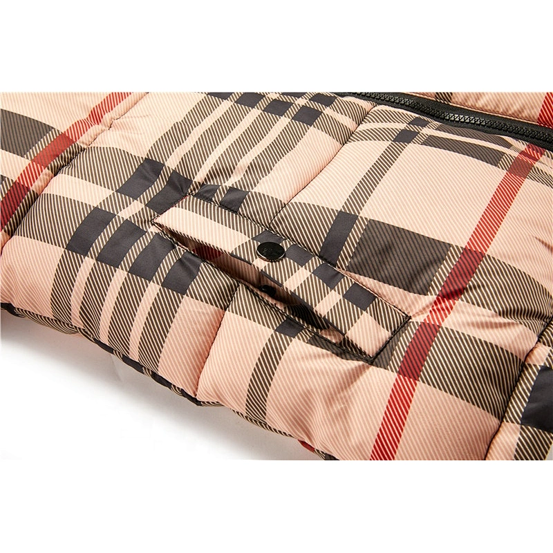 Womens Middle Winter Overcoats 100%Polyester Plaid  Padded Coat For Ladies LR-9981