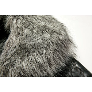 Winter Warm  OEM Waterproof Zipper Slim  100%PU Black Jacket  With Fur Coat LR-8878