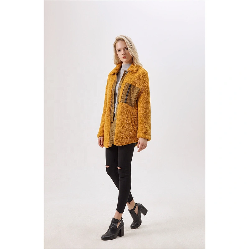 Women Turn-Down Collar Fur Coat Winter Warm Jacket With Fashion Design For Lady  LR-7079
