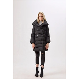 Black Padded Coat For Woman Hooded  Lady Winter  Women Long Clothing LR-3505