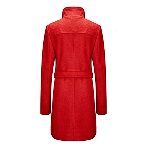 Women Winter Long Turn-down Collar Wool  Trench Coat  Solid Color Warm For Lady  3026-B