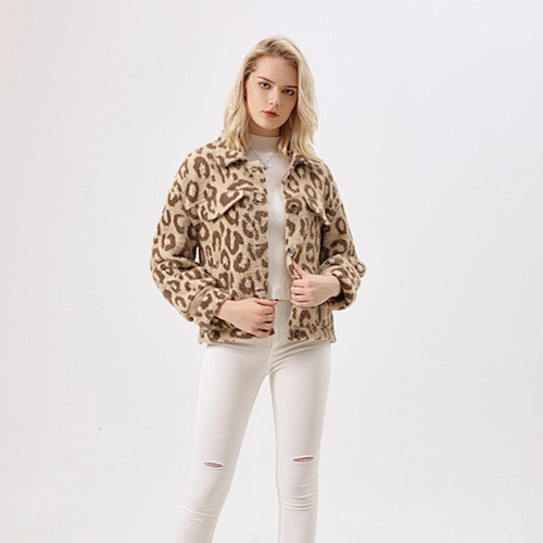 women winter jacket with faux fur Factory Customized   leopard coat