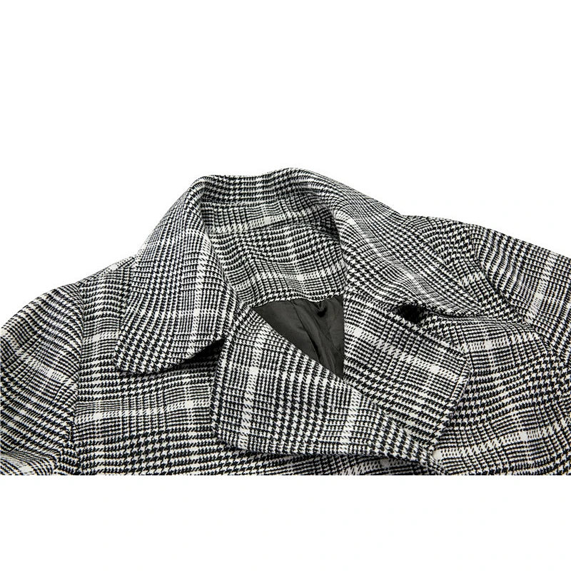 Fashion Winter  Long  Turn-down Collar Coat plain dyed Animal   Women's Plaid coat For Lady FDS03
