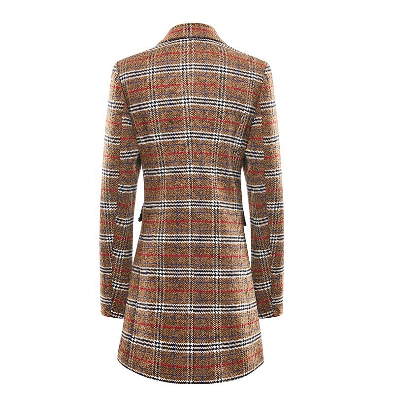 Women's fashion coat For Lady Winter Warm  Turn-down Collar Coat plain dyed Button LUCA-002