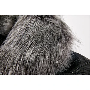 2019 Winter Warm  Fashion OEM Windproof Zipper Slim Black PU Jacket  With Fur Coat
