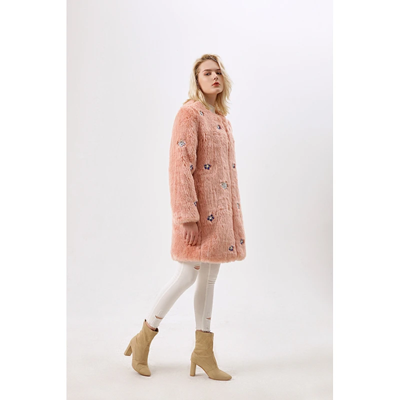 Women's O-Neck Faux Fur Coat Winter Clothing With Sex Design For Women LR-3688