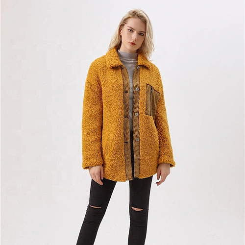 Women Turn-Down Collar Fur Coat Winter Warm Jacket With Fashion Design For Lady  LR-7079