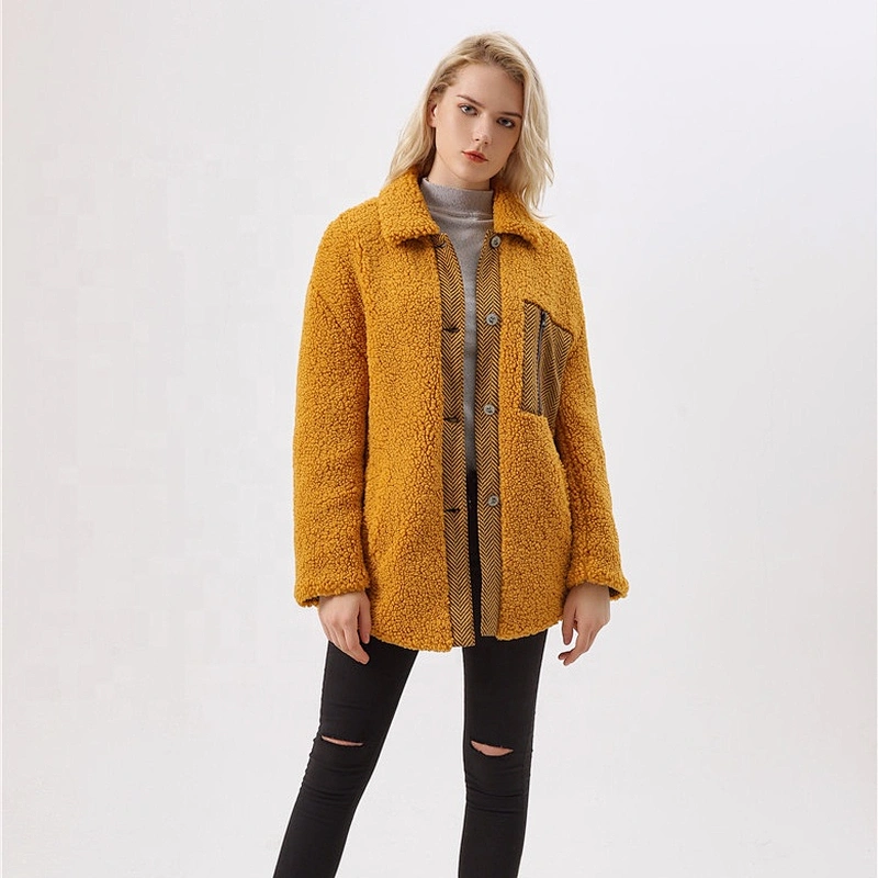 Women Turn-Down Collar Fur Coat Winter Warm Jacket With Fashion Design For Lady  LR-7079