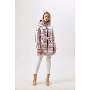 Women's Winter Long Hooded Windproof Pink Coat  Fashion Warm overcoat For Lady