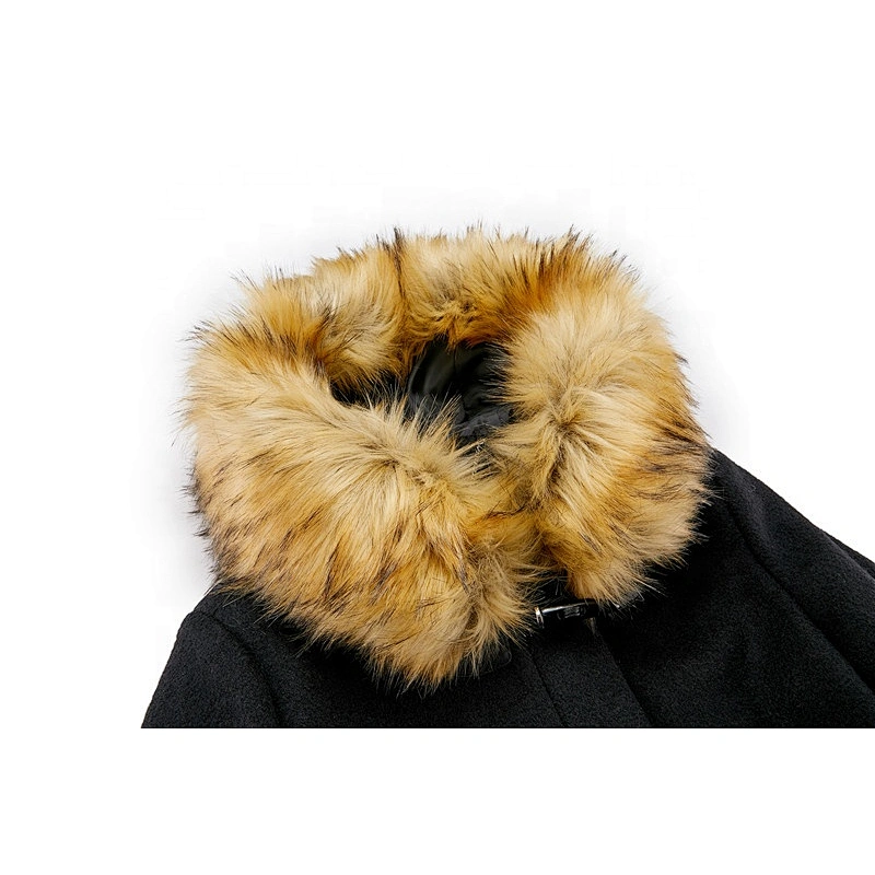 Women Winter Long  Windproof Hooded  With Fur Trench Wool Coat Warm For Lady LR-8903