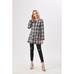Fashion Winter Tweed Coat Animal Printing  coats Women's Plaid coat With Long Sleeves LR-8128