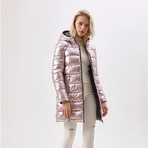 Women's Winter Long Hooded Windproof Pink Coat  Fashion Warm overcoat For Lady