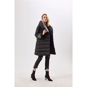 Black Padded Coat For Woman Hooded  Lady Winter  Women Long Clothing LR-3505