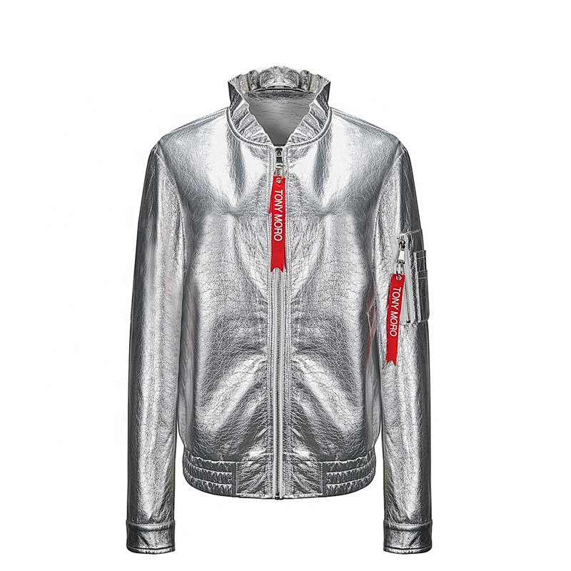 women's jacket with   bright PU  100%polyurethane breathable material LR-9008A05
