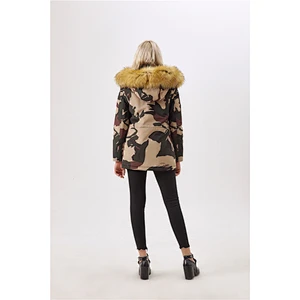 New Women Winter Camouflage Hooded Medium Jacket Coat Warm Wear Clothing For Lady LR-8876